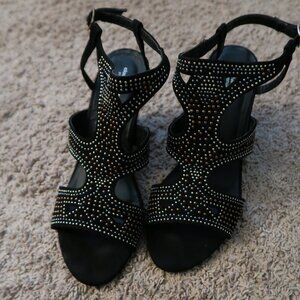 Suede Studded Wedges